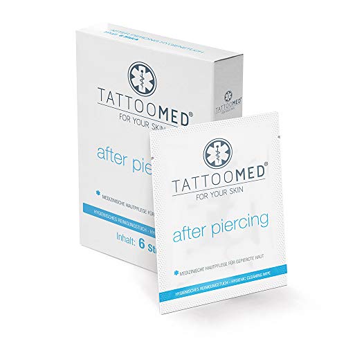 TattooMed Pflege für gepiercte Haut - After Piercing Hygienetuch, Reinigung und Pflege der Haut und des Schmucks - 6 Stück Cover