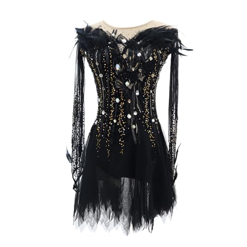 Figure Skating Dress for Women Girls High Elasticity With Rhinestone Ice Skating Dress for Competition(XX-Large)