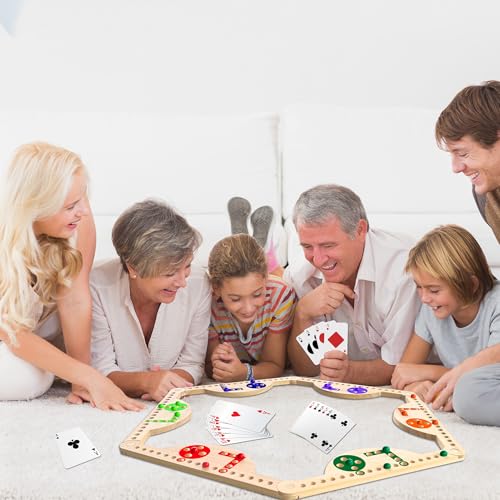 Solid Wood Marbles and Jokers Board Game: Versatile Family Entertainment for 2-8 Players, Featuring Interlocking Game Boards, Multiple Colors, Marbles, and Card Decks Ideal for Parties and Game Nights - Image 9