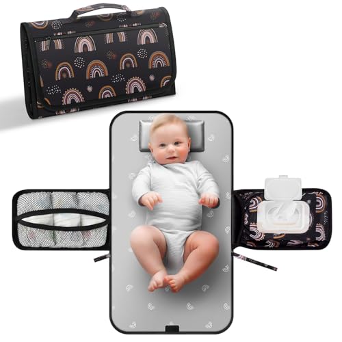 ZONEY Baby Changing Mat, Multipurpose Waterproof Wipeable Diaper Pad, Portable Diaper Changing Pad, Foldable Baby Changing Pads for Bed Protection, Travel Diaper Change Mat for Baby, Newborn Essentials