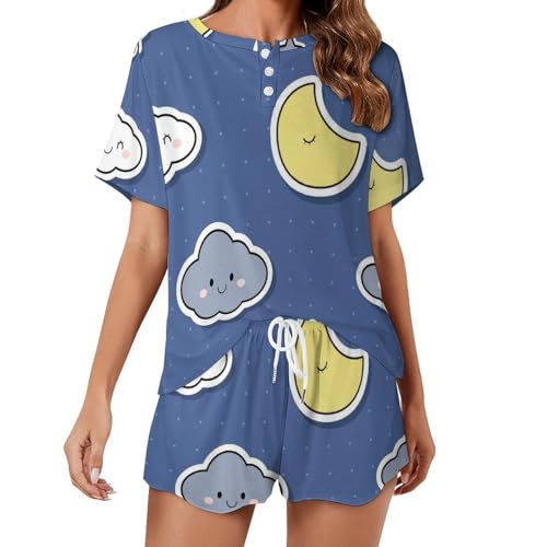 Pyjama femme motif lune et étoile pour des nuits d'été douces