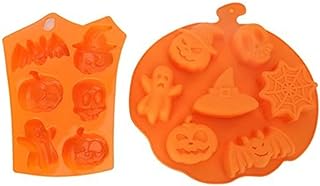 2 pièces Citrouilles D'halloween en Silicone Moule Silicone,Crâne Citrouille Fantôme Moule en Silicone,Halloween Fantôme Silicone Moules,Moule ​theme Halloween pour Gâteau.