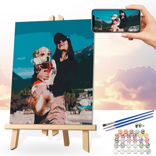Dipopizt Personalized Paint by Numbers Kit for Adults Beginner, Customized DIY Oil Acrylic Painting by Number Kits Canvas, Custom Paintworks Artwork with Your Own Picture 12”L x 16”W