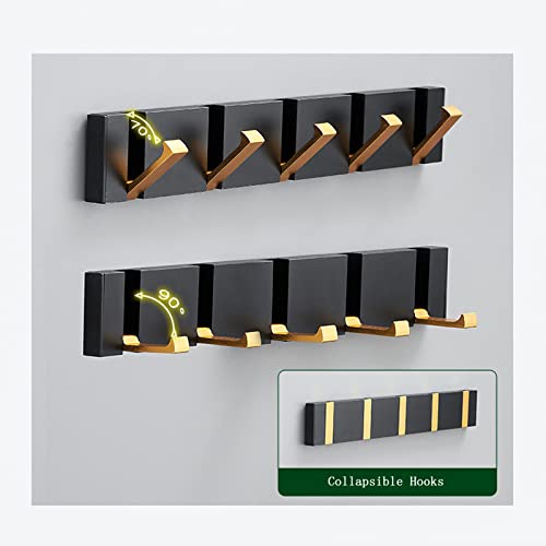 Spotact Wall Mounted Coat Rack 70 Degree 4 Hooks for Hanging Coats Clothes Black Golden Metal Towel Hanger 11.02 * 1.97 * 0.59 Inch for Entryway Bathroom Bedroom Kitchen (T1 4 Hooks - Image 4