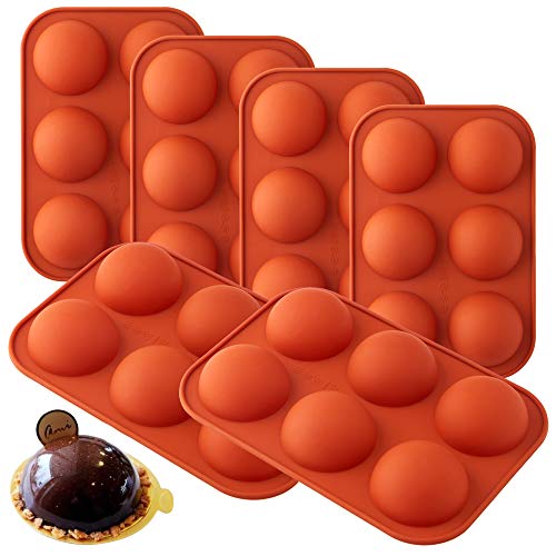 6 Holes Medium Semi Sphere Silicone MoldBaking Mold for Making Hot Chocolate Bomb Mold Cocoa Bomb Cake JellyDome Mousse 6 Pack