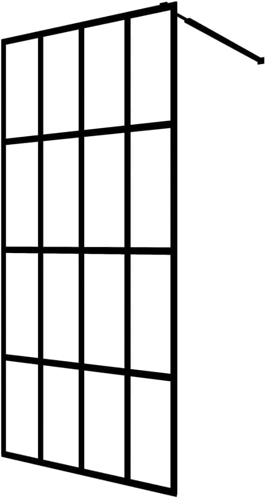 vidaXL Modern Walk-In Shower Screen, Frosted White Tempered Glass with Black Aluminum Profile, Adjustable, Easy Clean, 55.1"x76.8"