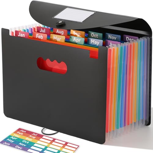 Accordion File Organizer 12 Pockets, Monthly Bill Receipt Tax Org...