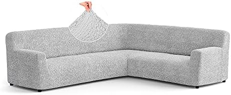 Menotti Corner Sofa Cover - Corner Couch Cover - Pet Protector - Soft Polyester Fabric Slipcovers - 1-piece Form Fit Stretch Sectional Sofa Slipcover Furniture Protector - Microfibra - Choco (Corner)