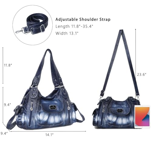 Image of Angel Kiss Purses for Women, Large Shoulder Bag Hobo Tote Purse Mutipocket Faux Leather Satchel Hobo Purse