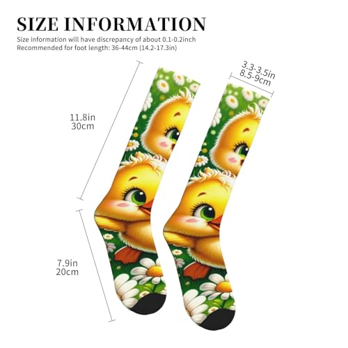 Daisies-Cute-Yellow-Ducks Outdoor Recreation Socks Calf Compression Socks, Unisex Mid-Calf Socks For Daily Use4