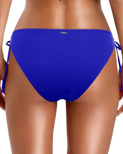 Image of Zmart Women's String Tie Side Bikini Bottoms - Adjustable Low Rise Swimsuit Bottom Moderate Coverage Bathing Suit