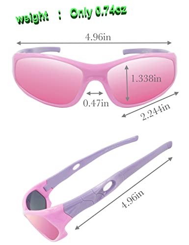 Vatter Kids Polarized Unbreakable Sports Flexible Square Sunglasses With Strap Uv400 Protection For Kids Boys Girls Children Youth 816Pinkpurplelenses #TOP2