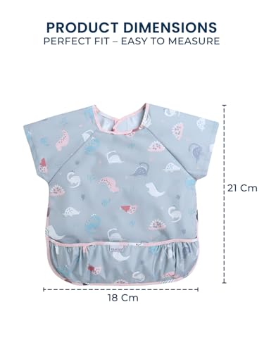 Image of POLKA TOTS Washable & Reusable Waterproof Feeding Bibs | Premium Half Sleeve Baby Bibs for Infants & Toddlers | Drooling Apron | Food Catcher | Clothing Protector Apron for Baby Boys & Girls