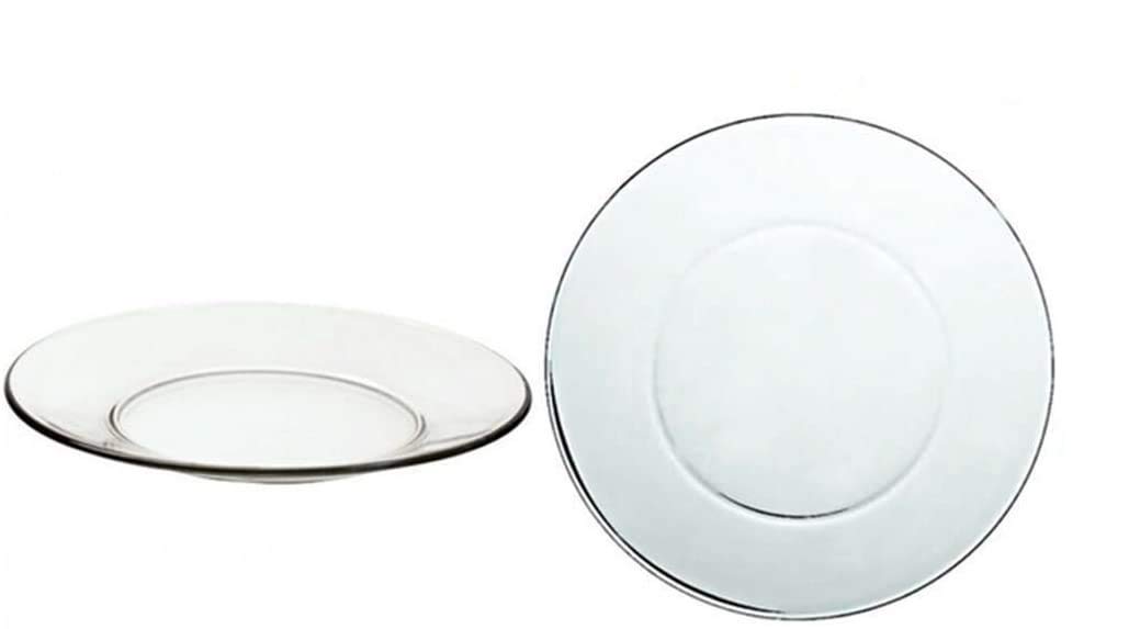 Anchor Hocking 25.5 cm/10-Inch Large Clear Glass Serving Plate | 2.5 cm Raised Lip Household Plate, Dishwasher & Microwave-Safe Glass Tableware | Dinnerplate for Mains, Starters & Desserts, Cake Plate