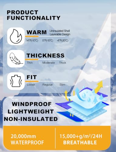 Image of GSOU SNOW Mens Womens Baggy Snowboard Jacket Ski Jacket 20K Waterproof | Snow Shell Jacket Retro, 15K Breathable, Windproof, Arm Vents, Powder Skirt, 5 Pockets, Color Block, Non-insulated, Loose Fit