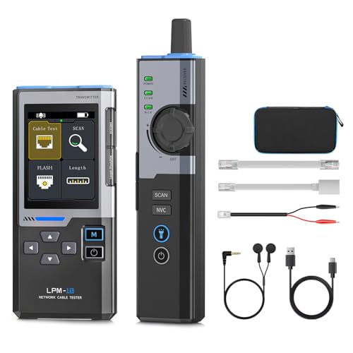 DewinLVD Netzwerktester, Kabeltester Störungsfreie POE Kabelerkennung Lan Tester RJ45 für Crimp Test Kabelgeschwindigkeitsmessung Port Flashing berührungslose NCV Erkennung LPM-10