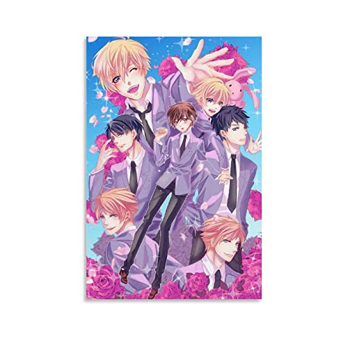 VOUERD Affiches sur Toile sans Cadre 60X90cm Ouran High School Host Club Anime Poster Suou Tamaki Otori Kyoya Hitachiin Hikaru Hitachiin Kaoru Takashi