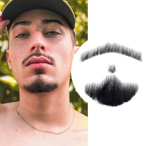 Conjunto de barba y bigote de pelo real para maquillaje 5