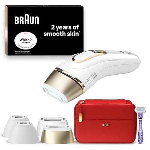 Braun IPL Silk Expert Pro 5, At Home Hair Removal, Alternative For Laser Hair Removal, Includes Pouch, Wide Head, 2 Precision Heads And Venus Razor, Gift For Women, White/Gold, PL5387