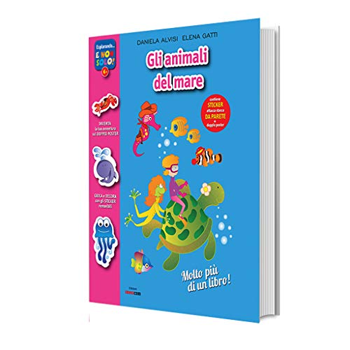  Gli Animali del Mare-All’interno sono contenuti:4 pagine di Sticker da Parete 1 poster siliconato con una doppia ambientazione per inventarsi tante storie e decorare le pareti della cameretta.