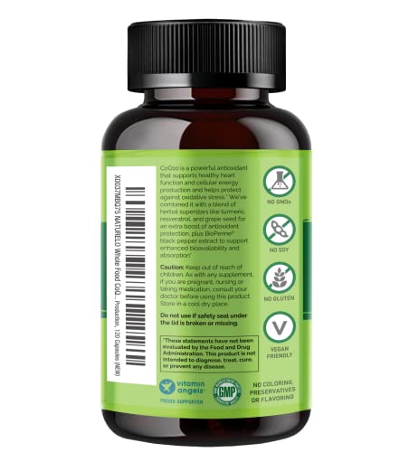 Naturelo Whole Food Coq10 With Heart Health Blend, Powerful Antioxidant For Energy Production, 120 Capsules #TOP1