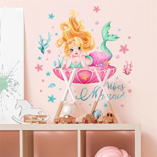 Vinilo decorativo sirena rosa para pared y muebles