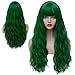 Produktbild Rosahaar Perücke Grün Lange Damenperücke Wellenförmige Mode Locken Perücken mit Pony Synthetische Wig VD002B