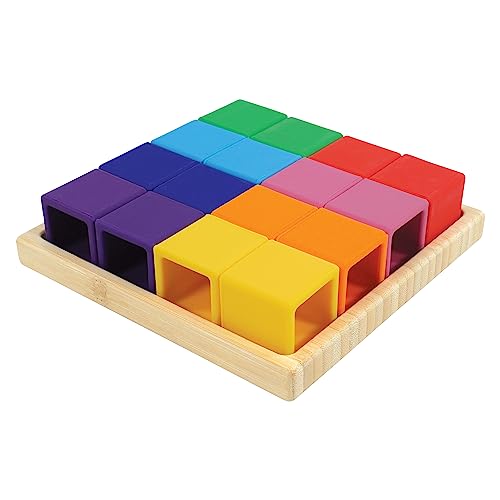 Image of Hudson Baby Silicone Block Set with Wood Tray, Multicolor, One Size