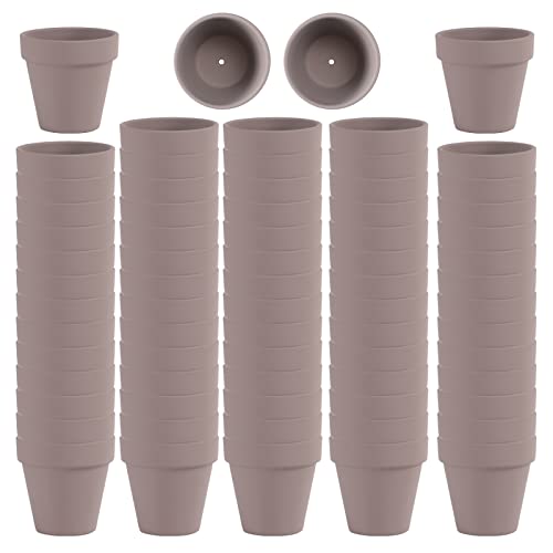 72 Stück kleine graue Mini-Tontöpfe mit Entwässerungslöchern, 6.3 cm Terra-Cotta-Topf, Ton, Keramik-Pflanzgefäß, Sukkulenten-Kinderzimmer-Topf/Kaktus-Pflanztopf, Basteln, Hochzeitsgeschenk