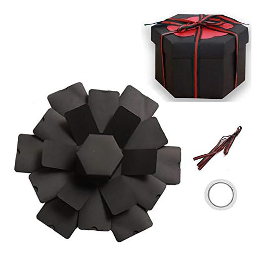 Caja de Regalo de explosión, Caja Sorpresa, álbum de Fotos Plegable y Libro de Recortes Creativo para Navidad, cumpleaños, día de la Madre, día de San Valentín, Regalo de Boda (Hexágono negro)