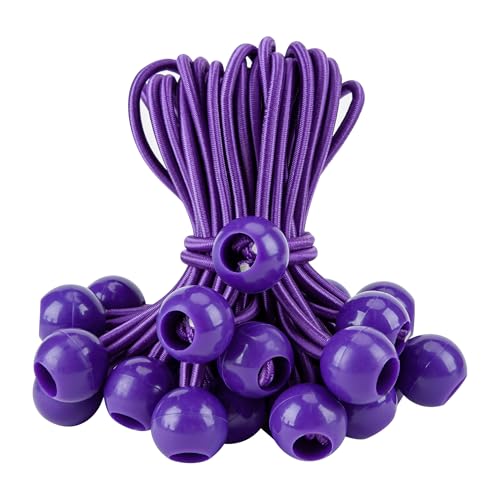 CARTMAN 30-Pack 6-Inch Ball Bungee Cords for Canopies and Tarps, Purple