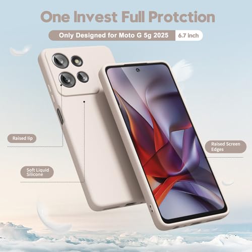 oakxco for Motorola Moto G 2025 Case G Play 2026/ G 2026 Phone Case Liquid Silicone, Thin Slim Grip Soft Rubber Gel Protective Phone Cover for Women, Matte Plain Aesthetic Cute Cover, Beige Stone by oakxco - Image 3