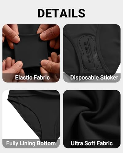 Tempt Me Women Mid Waist Bikini Bottoms - V Cut Bathing Suit Bottoms Twist Front Swimsuit Bottoms Ruched Swimwear 20253