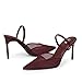 QIY Wine Red Strappy Heels for Women Pointy Closed Toe Heeled Mules Burgundy Heels for Women High Mesh Heel Pumps Slip On Ankle Strap Stiletto Slingback Work Shoes Comfortable Dressy Size 9