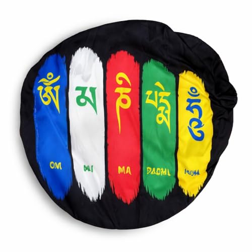 Image of TA Petrol Tank Cover for Classic 350, Black Multicolour Tibetan Script Design, Universal Fit