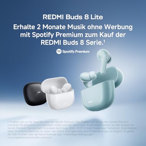 XIAOMI REDMI Buds 8 Lite: True-Wireless In-Ear Kopfhörer mit 42dB ANC, 12,4mm Treiber, bis zu 36 Std. Laufzeit, 5 EQ-Presets & Bluetooth 5.4, weiß
