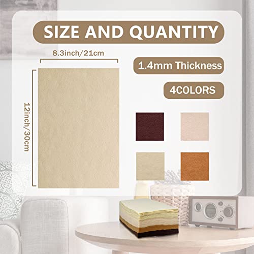 Soft Felt Sheets, 8x12 inches Assorted Craft Felt Fabric, 1.4mm Thick Felt Square for Crafts, 4 Colors 40 Pieces Color Felt for Craft DIY Project (Brown SERIES)