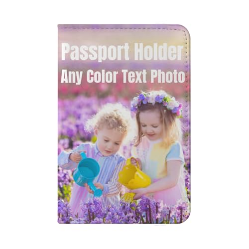 Soporte para Pasaporte Personalizado con Imagen, Cartera de Viaje de Piel sintética Personalizada para viajeros, Funda de Pasaporte Personalizable con Texto/Logotipo, Estilo 02, 5.67'x7.87'（20x14.4cm