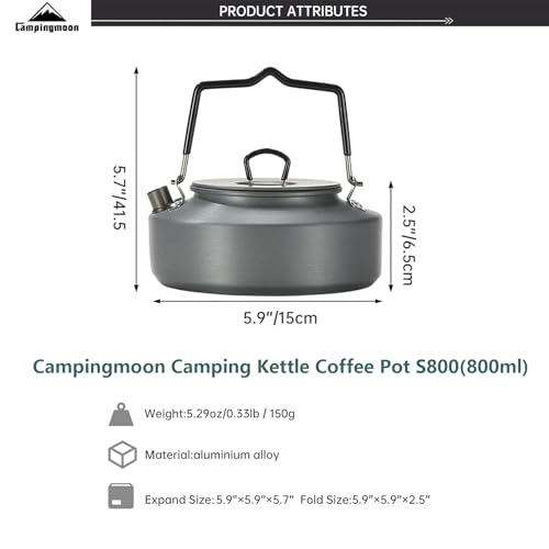 Lightweight Camping Tea Kettle - Portable Aluminum Coffee & Tea Pot for Backpacking, Picnics, and Fishing - 0.8L Capacity - Image 8