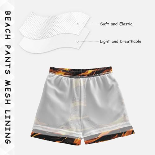 Pigsaly Boys Swim Trunks Digital Orange Fire Boys Board Shorts Swimsuit Swimwear Summer Bathing Suit XS4