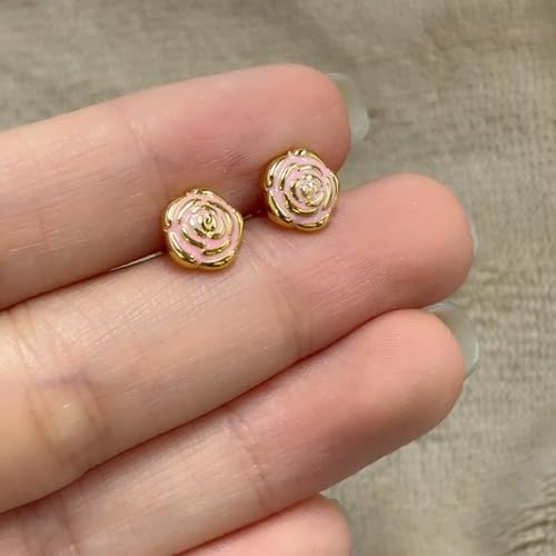18g Titanium Flower Stud Earrings for Women Girls 14k Gold Plated Surgical Stainless Steel Hypoallergenic Cute Tiny Rose Studs Cartilage Tragus Screw Back Post Conch Piercing Sensitive Ear Jewelry for Valentine Mothers4