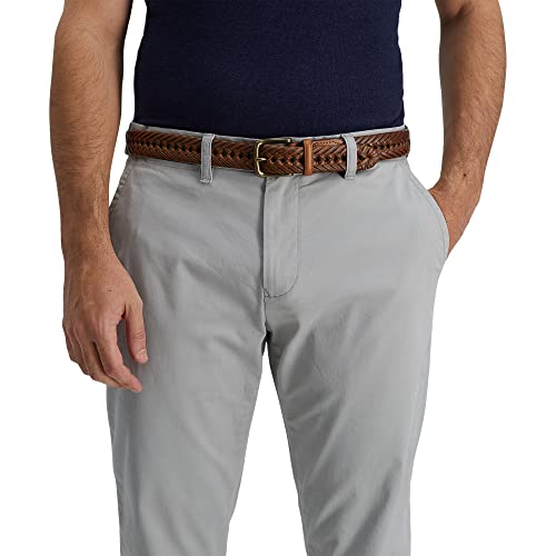 Image of Tommy Hilfiger Leather Braided Belt - Casual for Mens Jeans with Solid Strap Single Prong Buckle
