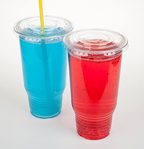 Image of Golden Apple Cup series, 40oz Clear Plastic cups with Flat lids X hole 25sets, BPA Free