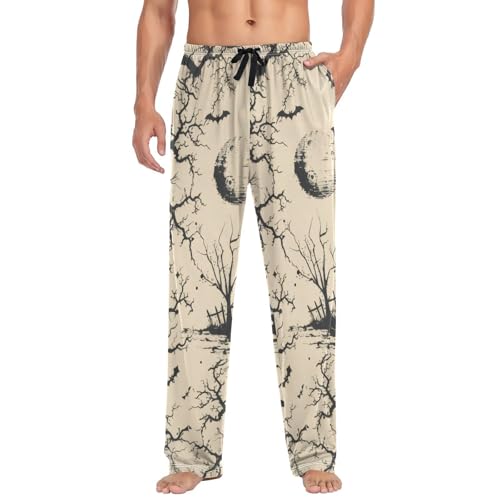 Men's Pajama Pants Halloween Wood Castle Sleep Pajama Lounge Pant with Pockets, Elastic Waistband3