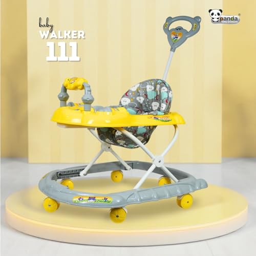 Image of Panda Baby Products Walker with Push Handle, Musical Toys & Adjustable Height - Safe & Comfortable Learning Walker for Babies (6-18 Months) (Yellow, 111 Baby Walker)