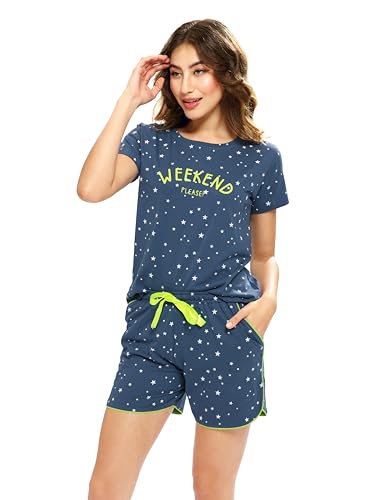 Image of LOTIK Women's Cotton Star Print Top & Shorts Nightwear Set