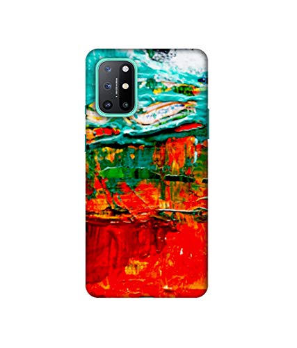 Image of Amazon Brand - Solimo Designer Green and Orange Glass Color 3D Printed Hard Back Case Mobile Cover for OnePlus 8T
