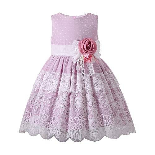 Pettigirl Girls Elegant Spring Summer Purple Tulle Lace Sleeveless Clothing Kids Lovely Princess Festival Party Dresses