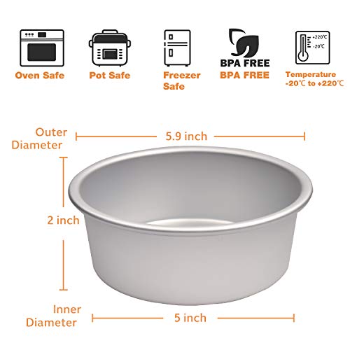 Odahis 4 Pieces Mini Cake Pan Set, 5 Inch Round Aluminum Cake Pan Set Non-Stick Round Cheesecake Baking Pans - Evenly Heated, Non Toxic & Healthy - For Home Party Baking Supplies #TOP1