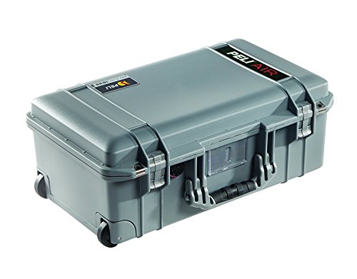 PELI 1535 Air Valise de protection légère à roulettes, résistante à l'eau et à la poussière, capacité de 27L, fabriquée aux US, avec insert en mousse personnalisable, couleur: gris